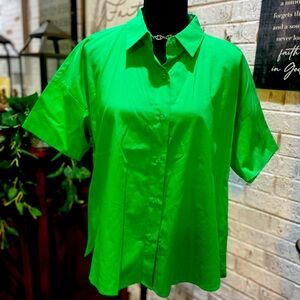 Bright Green Crew Neck Short Sleeve Polo Top